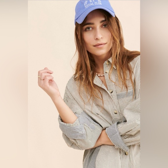 Free People| ‘Happy Hour’ Oxford Striped Button Down Shirt - Picture 5 of 12